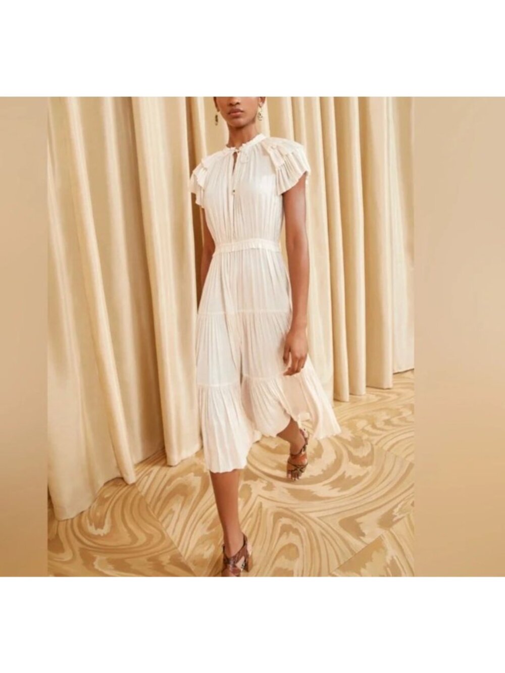 Ulla Johnson Blaire Midi Dress, Blanc , Cream, Size 8, NWT - Picture 3 of 15